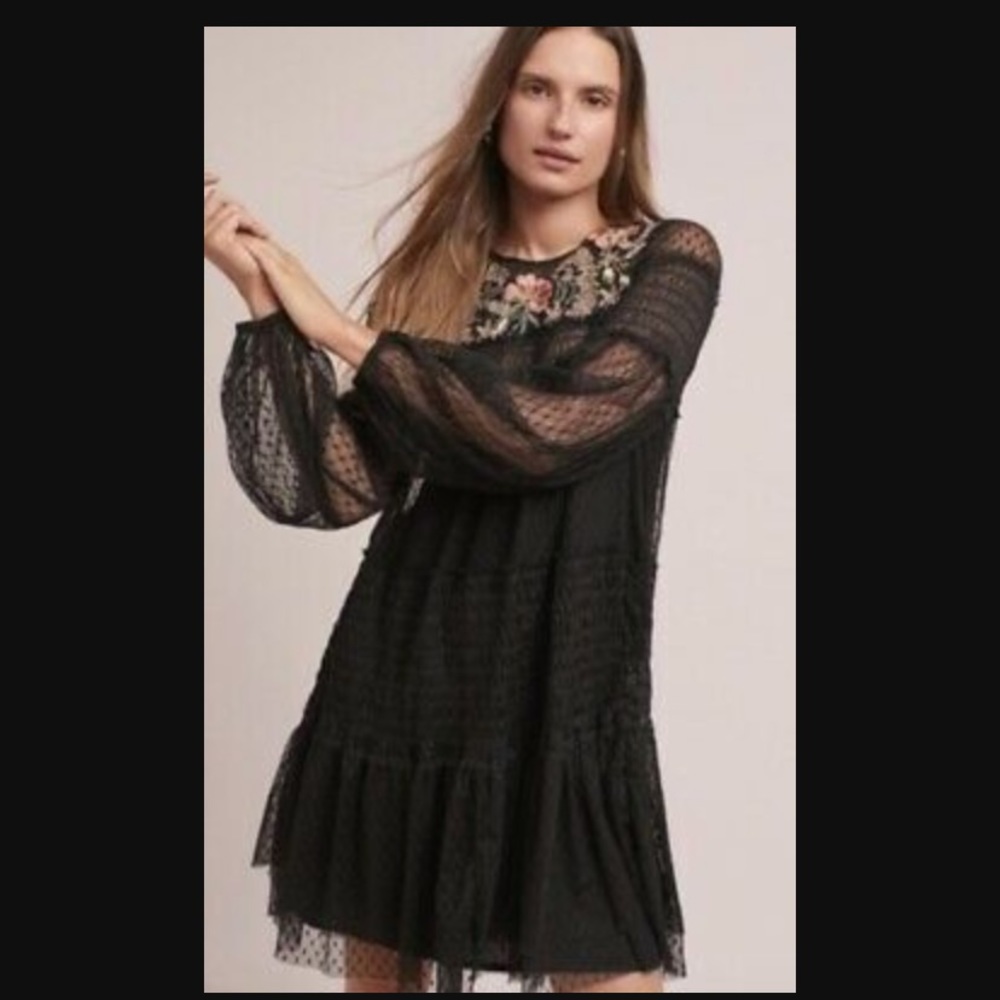 Maeve anthropologie black lace dress